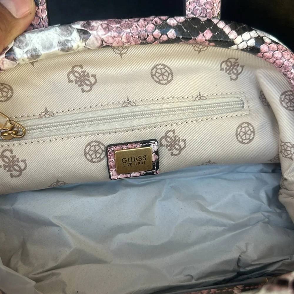 New GUESS Errin Snakeskin Small Frame Satchel